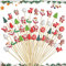 KASESSS 100 Piezas Navidad Palillos para Aperitivos, Navidad Palillos de Cóctel, 12cm Pinchos Decorativos Cócteles, Palitos de Cóctel de Madera para Fruta Aperitivos Fiestas Bebidas Decoración
