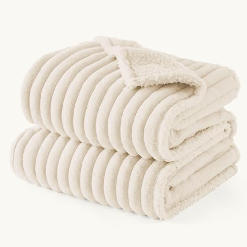 BEDSURE wasserdichte Hundedecke - 76x102 cm Hundedecke waschbar für mittelgroße Hunde, Haustier Decke flauschig und weich, Schutzdecke Hundesofa, Hundedecke für unterwegs, Creme