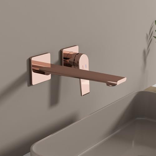 Wasserhahn Waschbecken für Badezimmer Waschtischarmatur An der Wand montierte Waschtischarmaturen für Badezimmer heiß und kalt Messing verdeckter Badhahn Einzelgriff für Badezimmer Roségold