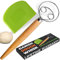 Danish Dough Whisk & Dough Cutter Set – 13 Bread Whisk with Stainless Steel Double Eyes Design, Sourdough Mixer Tool for Baking, Pizza, Pastry, Cake Batter – Wooden Handle & Stainless Steel Hook