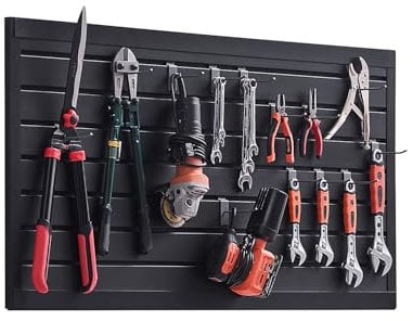 VEVOR Pannelli per Pareti a Doghe per Garage con Design Modulare, Pannello per Pareti a Doghe Regolabile, con Struttura di Accoppiamento e Taglio Fai da Te, Nero 1225 x 645 x 20 mm