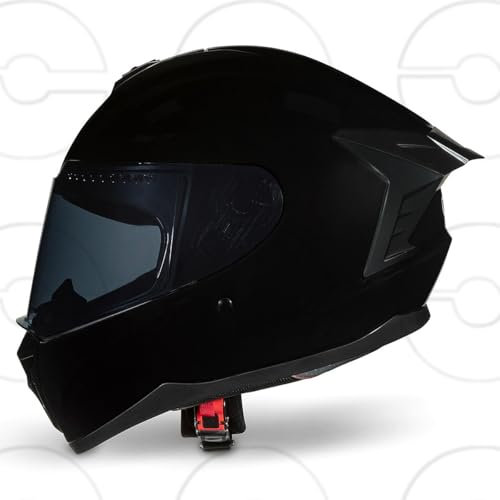 CRUIZER Casco moto Integrale Omologato Nero Lucido con visiera trasparente e visiera Smoke (M)