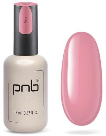 PNB UV/LED 4-in-1 BIAB Gel Fleur Rosa mit Silberschimmer, Primer-Base-Aufbau-Farbe, Hypoallergen, Cremeform, Professionelle Nagelmodellage 17 ml