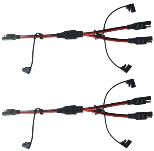 GTIWUNG 2 Pezzi Cavi di Prolunga da SAE a SAE a 2 Pin, SAE Y Splitter da 1 a 2 con Cappuccio Antipolvere, Cavo DC Connettore a 2 Poli 12AWG 35CM, Connettori Rapidi di Collegamento/Scollegamento