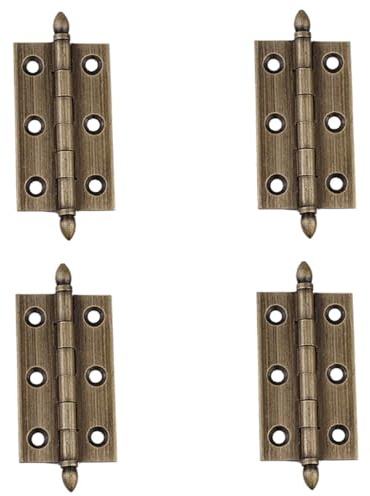 4Pcs Solid Brass Antique Hinges 2 Inches Vintage Door Hinges for Cabinet Bookshel (Antique Bronze)