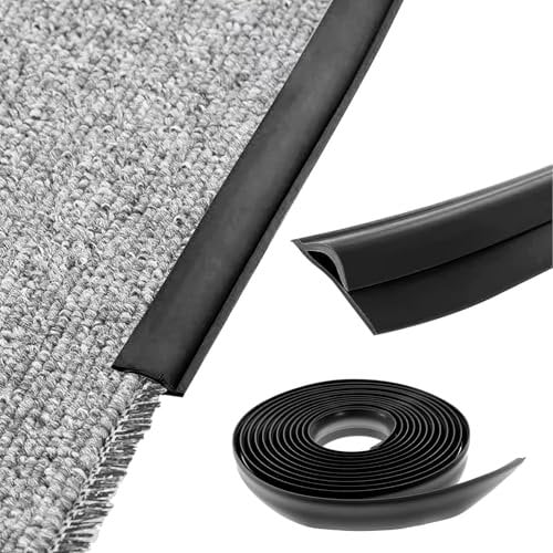 Carpet Trim Strip, Self-Adhesive Carpet Trim Strip, Adhesive TPE Laminate Floor Door Strip, Edge Trimming Decor, Door Floor Transition Threshold Edgings Trim, Flooring Edge Strip (Black-300CM)