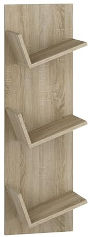 Kondela Wandregal für Bücher, Wein | Regal Braun Sonoma-Eiche | 3 Etage | Hängeregal für Wohnzimmer, Schlafzimmer, Büro, Esszimmer| Bücherregal, Weinregal | Regalbrett 33 x 25.6 x 106.5 cm | Vanise