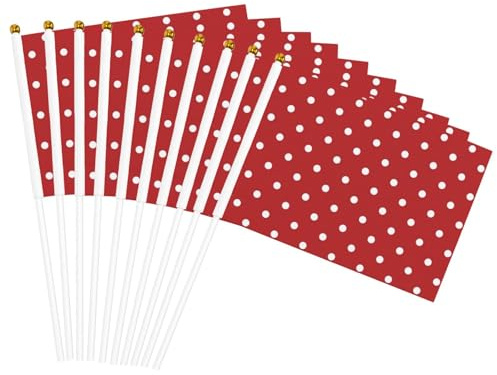 Bandera de mano con estampado de puntos blancos grandes, banderas ligeras para fiestas, eventos, aniversarios, decoración, varias ocasiones