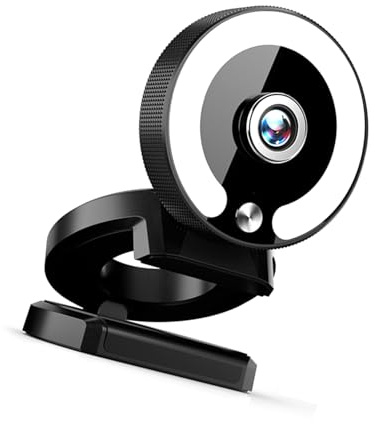 4K Auto Focuses Computer Camera Touch Control Rings Light 360 Rotatable Base Builts In Noise Reductions Mics For Live Streaming Video Calls Noise Cancelling Webcam