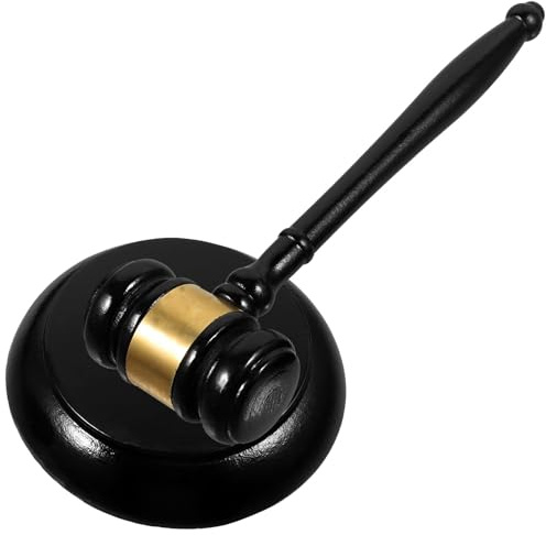 SOPOTUTU Martillo de Subasta de Madera con Base Negra Compacto para Juez Prop para Reuniones y Disfraces Regalo para Abogados y Ejecutivos