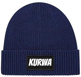 NIMAMA Mütze Beanie Kurwa Strick Wintermütze Statement Lustiger Spruch Unisex Strickmütze für Herren & Damen