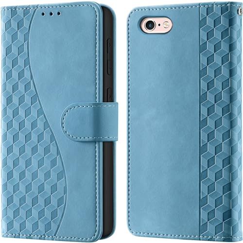 Wallet Flip Case for iPhone 6 / iPhone 6s Leather Light blue | RFID Blocking, 3 Card Slots & 1 Cash Pocket, Magnetic Closure, Kickstand, PU Leather Flip Cover for iPhone 6 / 6s