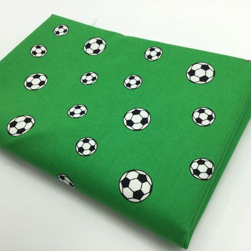 Baumwollstoff mit kleinen Fußbällen – 100% Baumwolle – 3 Farben – Meterware ab 50cm - Fußballstoff (grün)