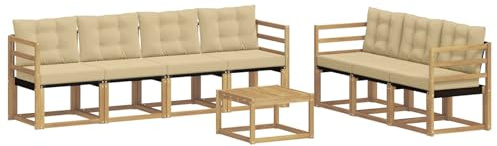 vidaXL Outdoor-Sofagarnitur mit Kissen 8 pcs Weiß und Beige, Moderner Garten-Sofa, strapazierfähiges Outdoor-Sektionen-Set, bequemes Terrassenmöbel, ideal zum Entspannen