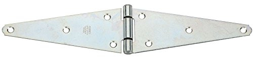 National Hardware N128-157 8 in Heavy Duty Strap Hinge Zinc Plated Hot-Rolled Steel with Offset Holes for Interior and Exterior Door Gate Applications Weather Guard Protection