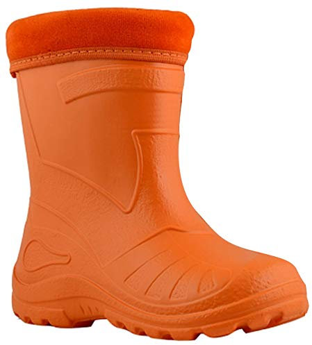 Ultra Light EVA Kids Girls Wellington Boots Rainy Snow Wellies Very Warm Liners (11 UK 29 EU - 19cm, Orange)