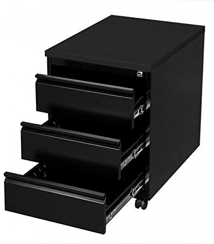 Lüllmann Büro Rollcontainer komplett montiert schwarz 3 Schubladen 62x46x60cm Bürocontainer Büroschrank 505306