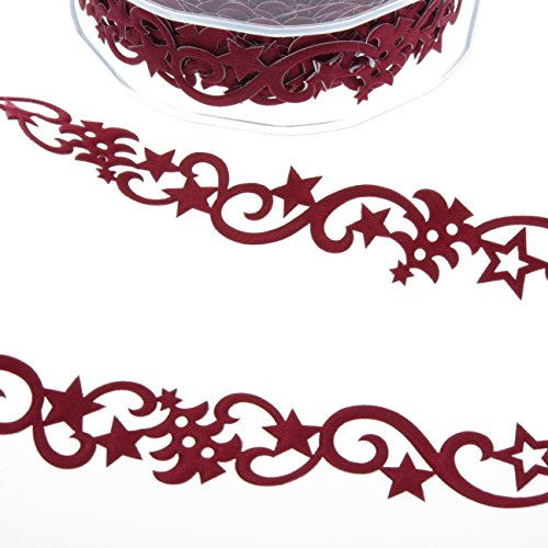Kartengestaltung–Scrapbooking–Weihnachtskarten–Weihnachtsaufkleber–Weihnachtsdekoration–SekleBo® Selbstklebende Sternchen/Tannen/Ornamentbordüre - Bordeaux - 22 mm Breite - ca.9,3 m Rolle - 94507-38