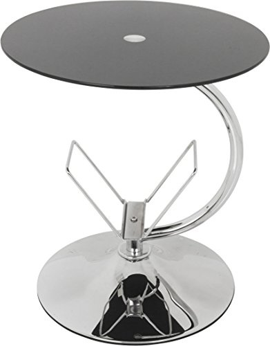 AVF T41 Living Room Side Table with Magazine Holder in Black Glass with Chrome Base