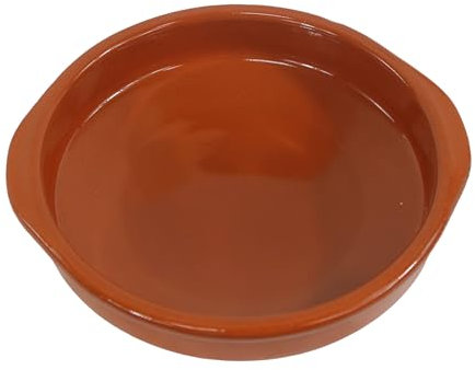 Fackelmann Cazuela de Barro Tradicional, Cazuela de Cerámica Rústica, Apta para Cocina de Gas y Eléctrica, Microondas y Horno, Color Natural, 16 cm Diámetro, Borde 4 cm, 1 ud.
