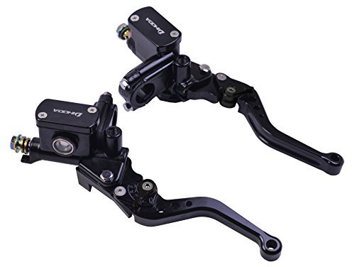 Universal Motorrad Bremsmeister Zylinder Hebel Hydraulisch Kupplung Pumpe 14mm Kolben mit Einstellbare Bar (Schwarz, Ein Paar)