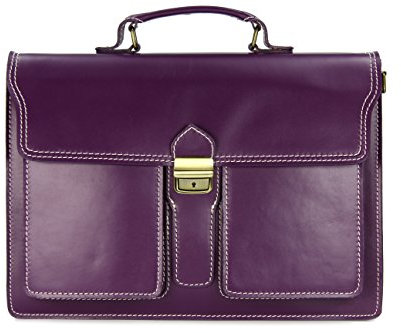 Belli Design Bag B italienische Leder Businesstasche Arbeitstasche Messenger Aktentasche Lehrertasche Laptoptasche unisex in lila - 40x30x14 cm (B x H x T)