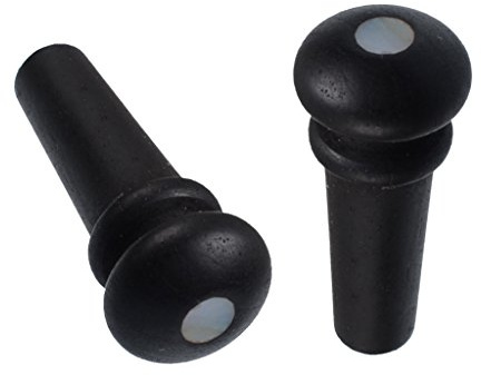 2 Ersatz Ebenholz Endpins mit Shell Dot Inlay für Akustik Gitarre - Weiße Punkteinlage