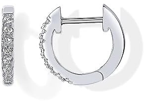 PAVOI 14K White Gold Plated Post Cubic Zirconia Cuff Earring Huggie Stud