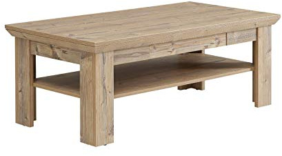 Forte Nepal Couchtisch 120, moderner Sofatisch mit 1 Schublade, Holzwerkstoff, Bramberg Fichte Holzdekor, 120 cm breit x 45 cm hoch x 60 cm tief