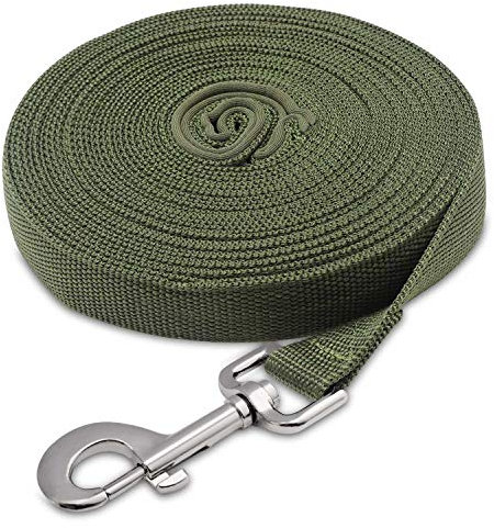 Schleppleine Hunde - 10m Armeegrün Übungsleine mit Gepolsterten Griff- Robuste Trainings Leine aus langlebigem Nylon - Laufleine für große & Kleine Hunde