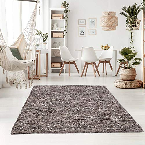 Taracarpet Handweb-Teppich Oslo Wolle im Skandinavischem Landhaus Design Wohnzimmer Esszimmer Schlafzimmer Flur Läufer beidseitig verwendbar 120x170 cm grau Multi