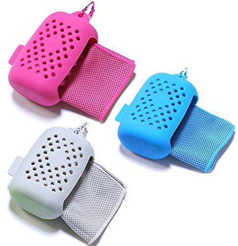 EasyULT kühlendes Handtuch[3 Stück], Kühltuch Kühlhandtuch, Mikrofaser Schnelltrocknend Sporthandtuch Strandhandtuch Reisehandtuch für Fitness Gym Yoga and Outdoor Sports(Rot Grau Blau)