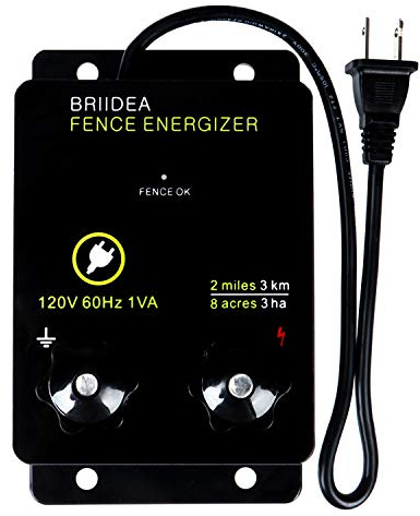 Briidea 2-Mile Electric Fence Energizer for Preventing Wild Animals Intruding 8 Acres Output Voltage 5000 V 0.1Joule