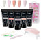 Nagelverlängerungsset, Anself 9 Stück Nagellack Set, Gel-Nagellack 15 ml mit 1 Maniküre-Lampe, 1 Maniküre-Bürste, 1 Nagelfeile, 100 Nagelspitzen(Milchweiß, nackt, rosa, naturrosa, klarer Akt)