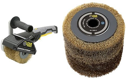 Fartools REX120C Rénovateur extérieur 1300W, Brosse Laiton 120X100MM & 110874 Brosse Fil métal pour rénovateur REX120 Diamètre 120 mm Noir