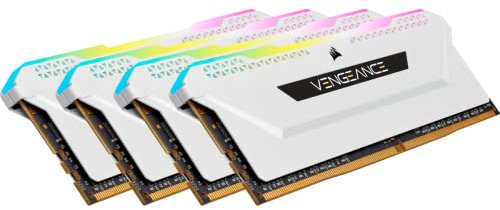 Corsair Vengeance RGB PRO SL 32 GB (4x8 GB) DDR4 3200 MHz C16, Illuminated Desktop Memory Kit (10 Individually Addressable RGB LEDs, Optimised for Bandwidth and Response Times), White