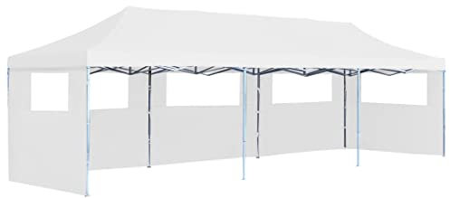 Pop-Up Partyzelt Faltbar mit 5 Seitenwänden 3x9 m Weiß