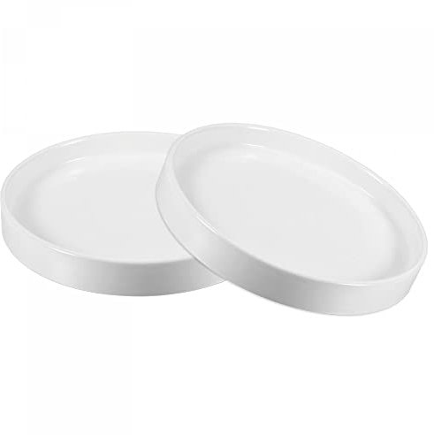 sourcing map Plant Pot Saucer 20cm Ceramic Round Flower Drip Tray for Indoor Outdoor, White Pack of 2