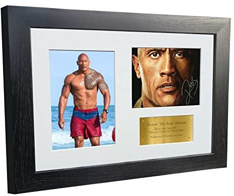 Kitbags & Lockers 30,5 x 20,3 cm, A4, Dwayne Johnson The Rock, signiert, Fotorahmen, Wrestling, Geschenk, Poster