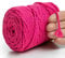 MeriWoolArt® Makramee Garn 4mm 75m Rosa, Baumwollgarn Kordel, Dicke Macrame Cord für Makramee Wandbehang, Blumenampel, Vorhang und Mehr DIY Deco (Neon Rosa, 4mm x 75m)