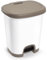 CABLEPELADO Cubo basura plástico, Cubo basura apertura pedal, Papelera de pedal, Cubo de pedal, Libre de BPA, 40 cm alto x 32 cm ancho x 28 cm fondo, Capacidad 18 Litros, Blanco con tapa marrón