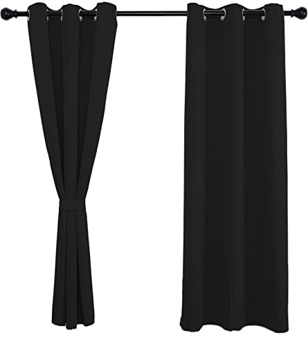 Schallschutz Vorhang 260x180cm(H x B), Schlafzimmer Kinder Vorhang, superweich und dick und verfügen über Gute Vertikalität für Schlafzimmer Kinderzimmer Wohnzimmer 1Stück-Schwarz