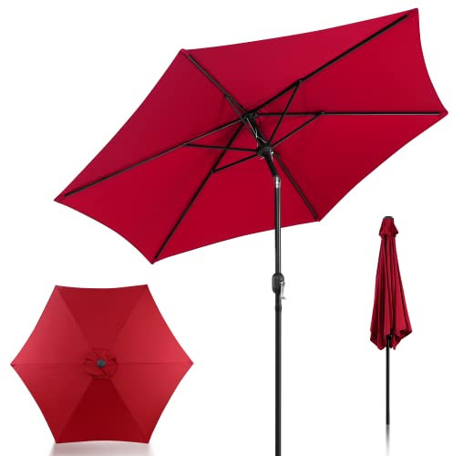 Joparri Sonnenschirm Rot Ø 270 cm mit Kurbel| Ampelschirm Gartenschirm Sonnenschutz UV Schutz 50+ Aluminium | Kurbelschirm Marktschirm wasserdicht