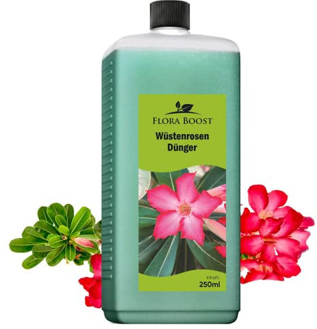 Konfitee Wüstenrosen Dünger Flora Boost 250ml I Für bis zu 50L Gießwasser I Langzeit Blumendünger für Rosen I Flüssiger Blatt- & Wurzeldünger I 100% natürlicher Pflanzendünger