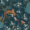 SOPHIE LAURENCE Navy Teal Tropical Wallpaper Tiger Birds Peacock Trees Floral Exotic Jungle - Stylish, Washable, Strippable - Paste The Paper Designer Wallpaper
