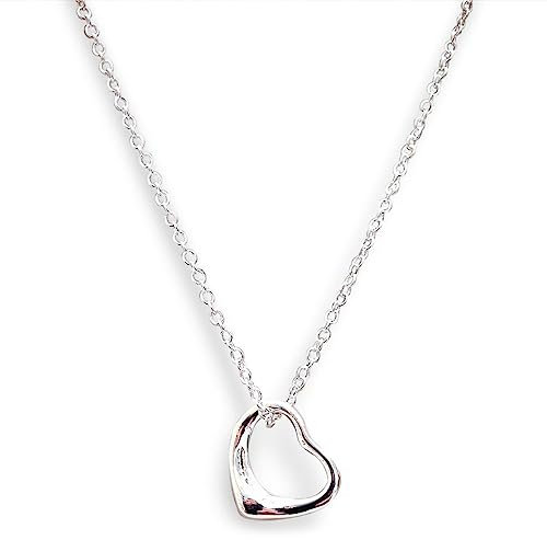 Mr. Gadget's Solutions Floating Heart Pendant Necklace 16 Curb Chain Love Gift Sterling Silver Plated