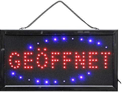 LED Schild GEÖFFNET Leuchtschild Innenbereich Großschreibung rote & blaue LEDs Ladenschilder Reklame Werbung