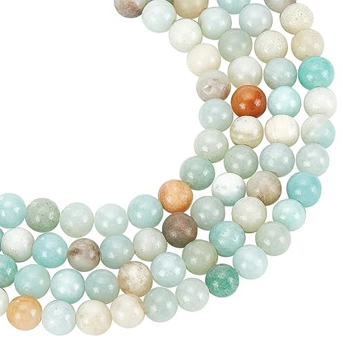 NBEADS 2 Filo 124 Pz Perline di Pietra Rotonde, 6mm Fiore Naturale Amazzonite Smerigliato Sciolto per Artigianato Fai da Te Bracciale Collane Creazione di Gioielli