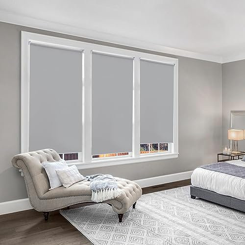 Riossad Senkrechtmarkise Senkrechtmarkise 100cm x 140cm,Klemmrollo Verdunkelung für Balkon Terrasse,Fenster und Türen,Verdunklungsrollo Rollo zum Einhängen,Hellgrau