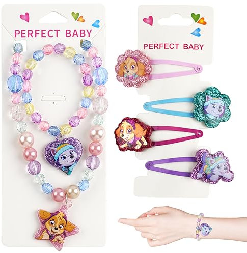 Tydeus Kinderschmuck Mädchen 6pcs,Haarspangen+Armband Halskette Kinder mit Schneeflocke Anhänger,Schmuck Haarschmuck Mädchen für Geschenk Kleinkind für Geburtstag,Neujahr, Advent, Weihnachten
